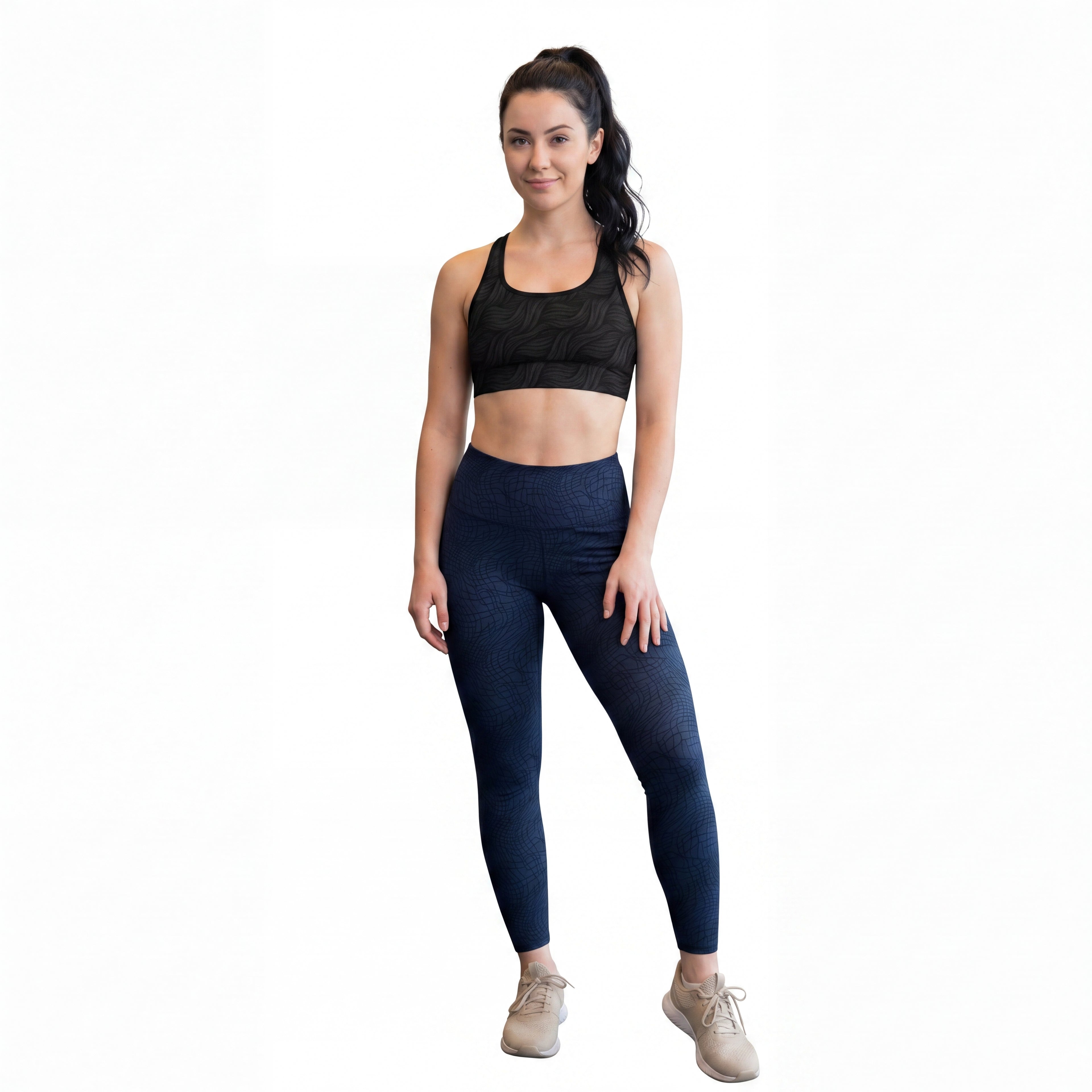 Midnight Grid Sports Bra & Leggins