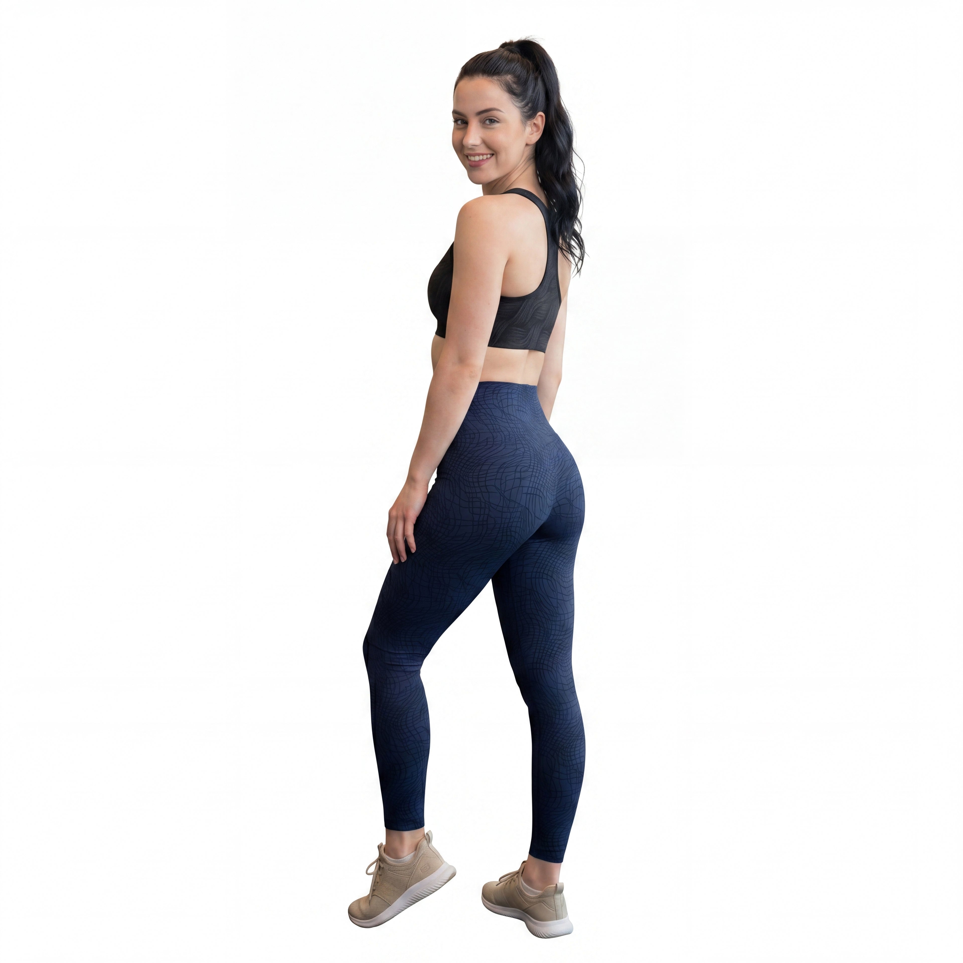 Midnight Grid Sports Bra & Leggins
